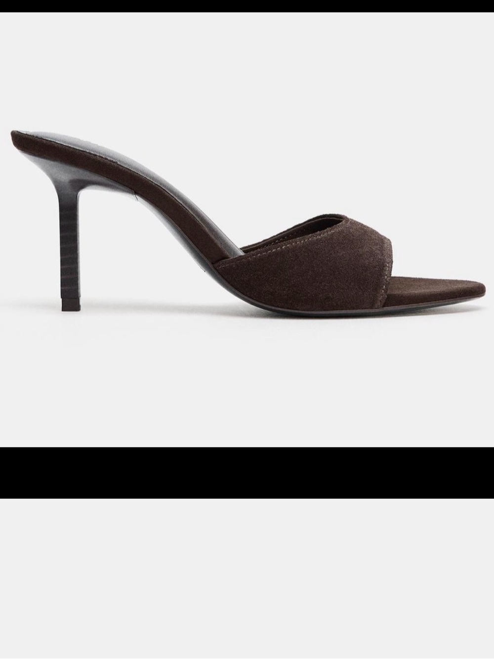 NWT ZARA Brown Suede Open-Toe Mule Heels Sandal 7.5